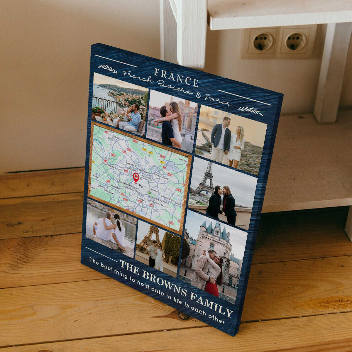 Personalized Honeymoon Photo Collage Canvas, Travel Memory Map Gift Ideas