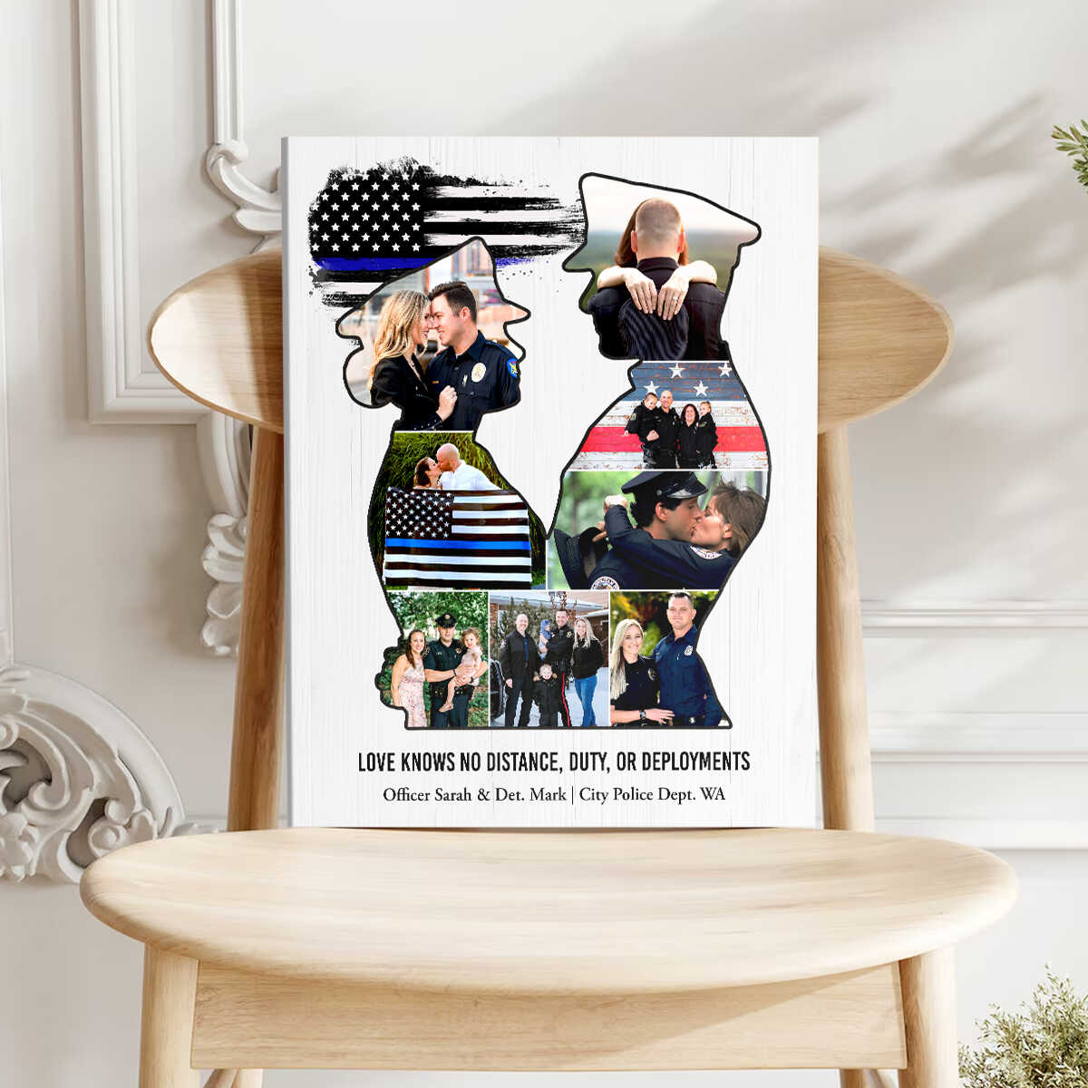 Personalized Police Couple Canvas Police Husband & Wife Gift, Police Couple Anniversary Gift