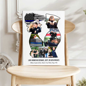Personalized Police Couple Canvas Police Husband & Wife Gift, Police Couple Anniversary Gift