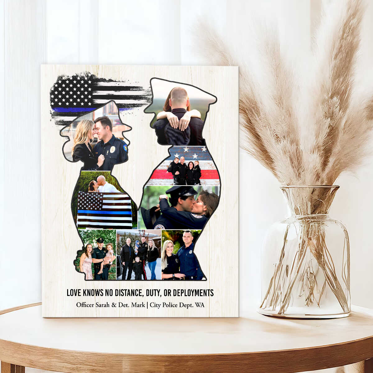 Personalized Police Couple Canvas Police Husband & Wife Gift, Police Couple Anniversary Gift