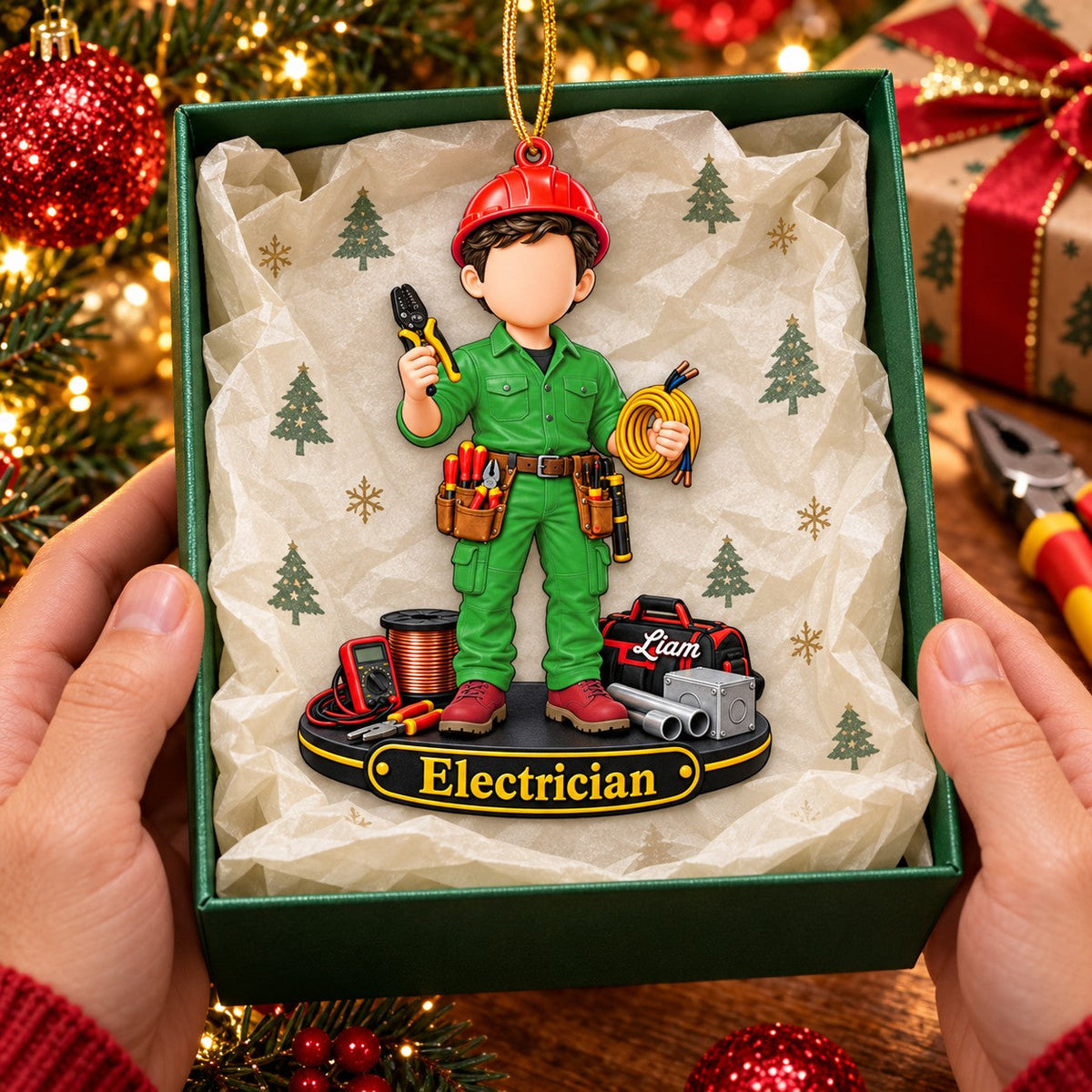 Electrician Gift - Electrician Tool Personalized Christmas Ornament, Lineman Gift