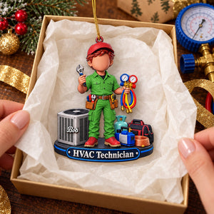 HVAC Tech Christmas Gift - Custom HVAC Tech Personalized Christmas Ornament, AC Repair Gift