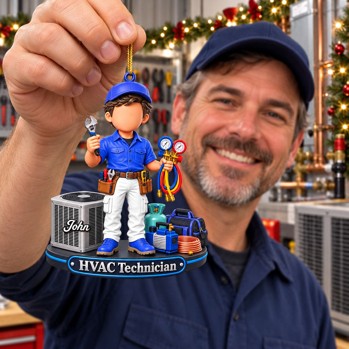HVAC Tech Christmas Gift - Custom HVAC Tech Personalized Christmas Ornament, AC Repair Gift