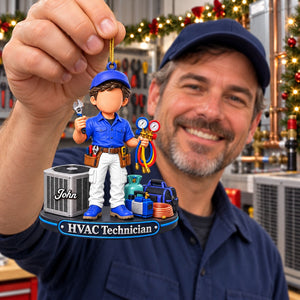 HVAC Tech Christmas Gift - Custom HVAC Tech Personalized Christmas Ornament, AC Repair Gift