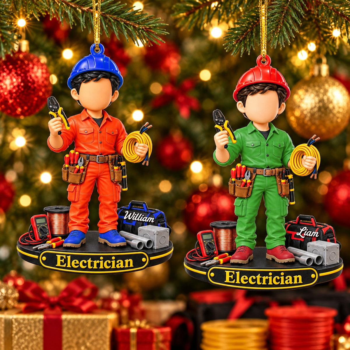 Electrician Gift - Electrician Tool Personalized Christmas Ornament, Lineman Gift