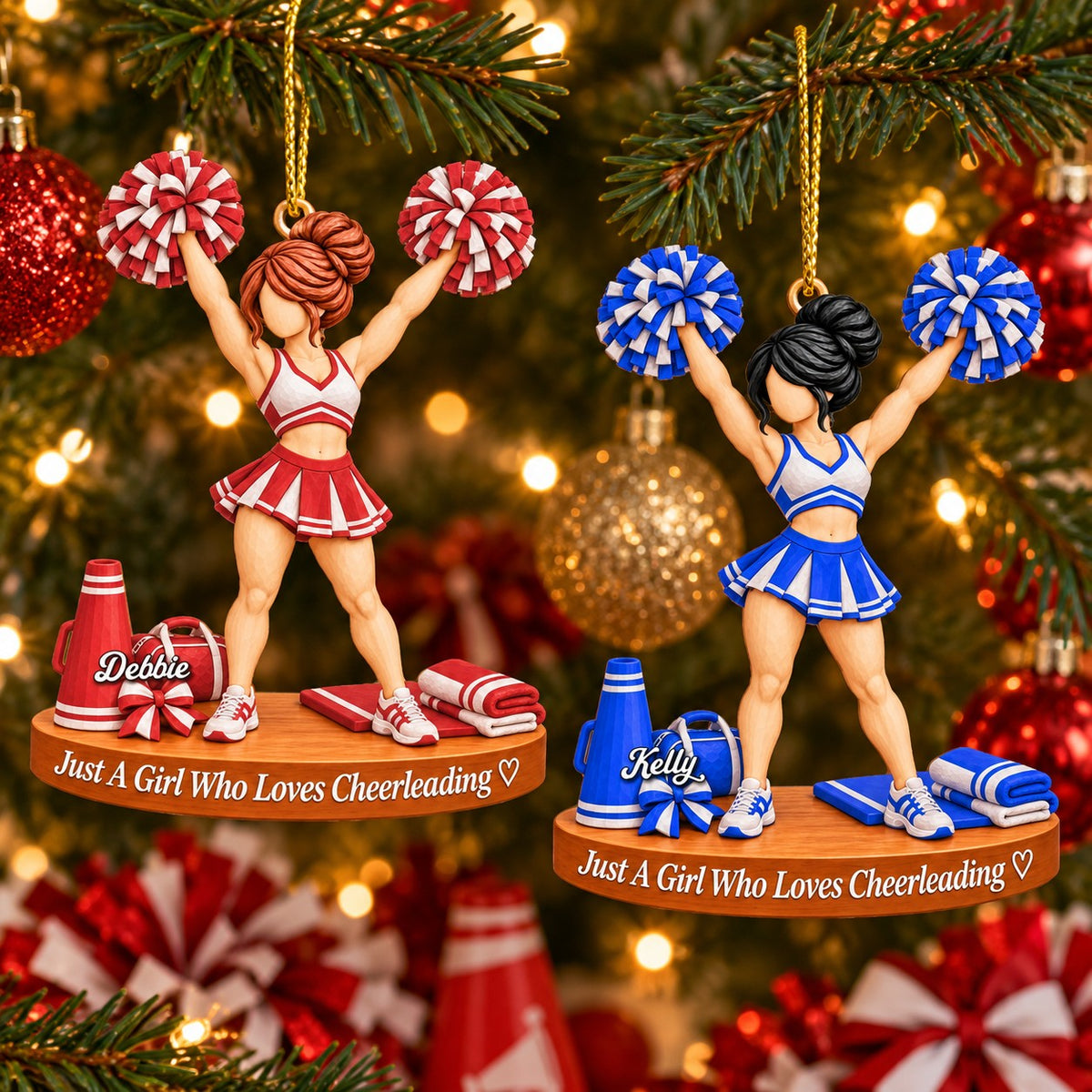 Just A Girl Who Loves Cheerleading - Personalized Christmas Ornament Gift for Cheer Team
