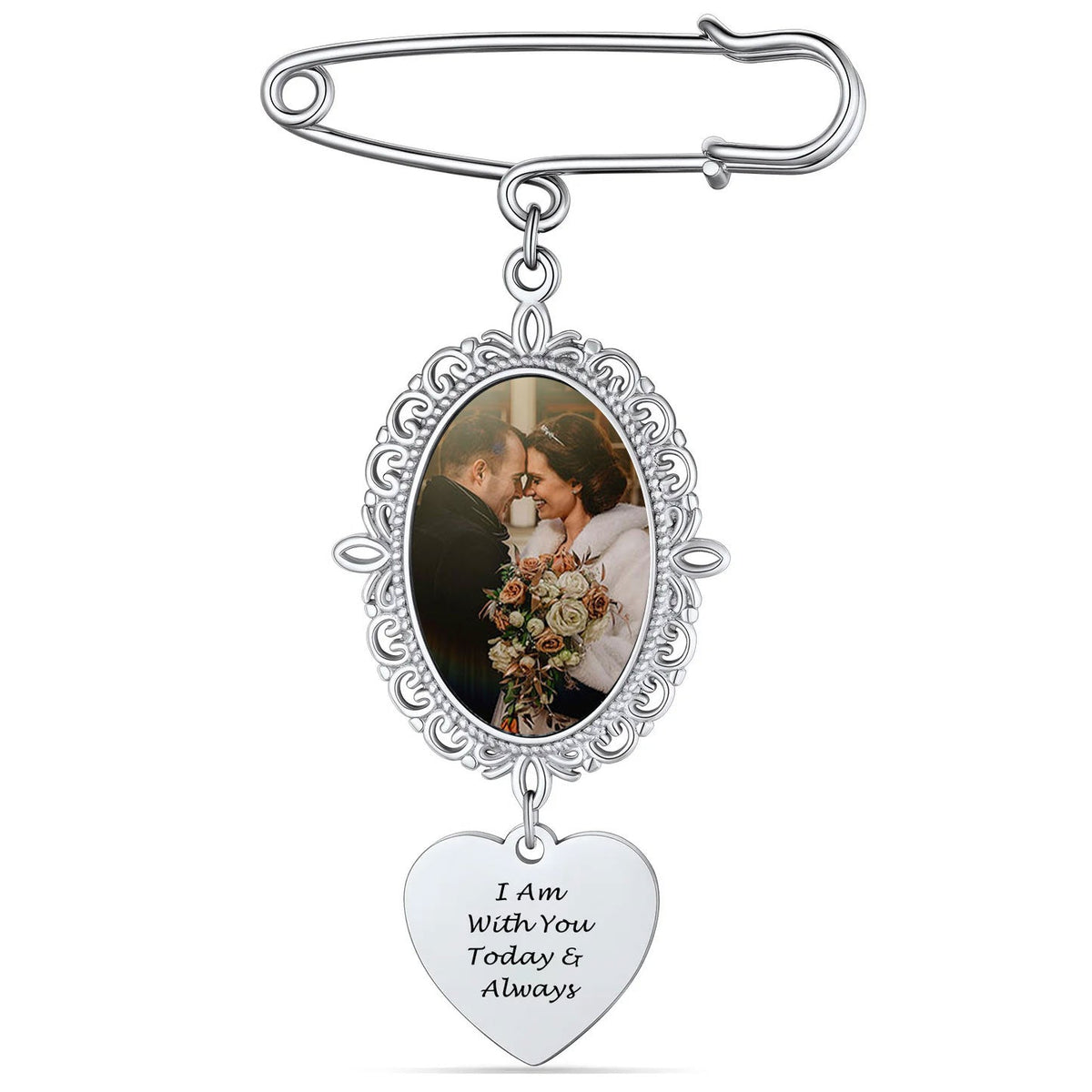 Personalized Wedding Bouquet Picture Charms Brooch Pins