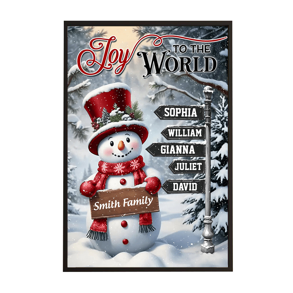 Personalized Snowman Family Christmas Poster