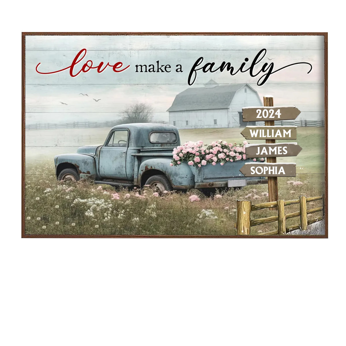 Personalized Custom Family Name Vintage Truck And Farm House Poster