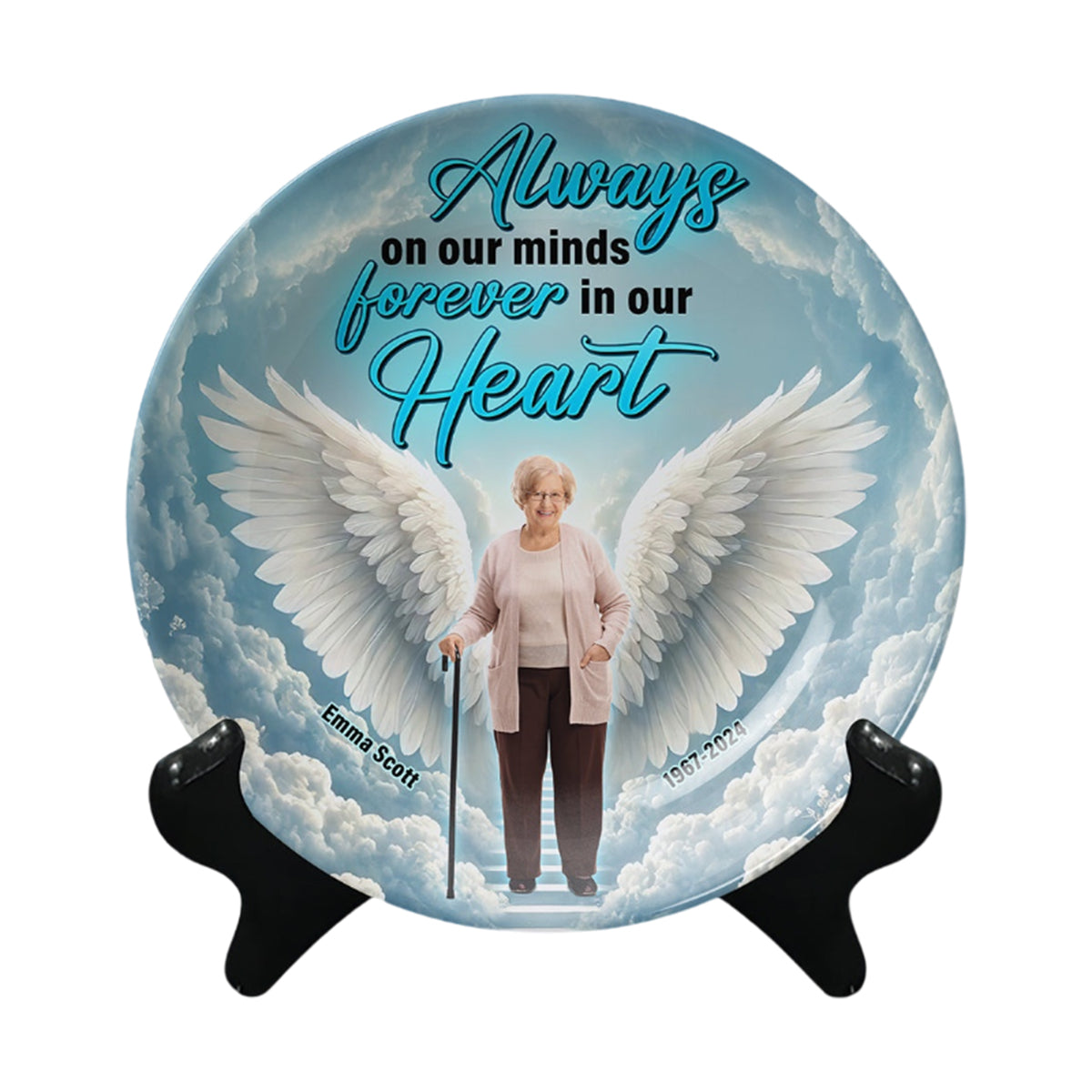 Personalized Gifts For Heaven Round Plate Always On Our Minds Forever In Our Hearts