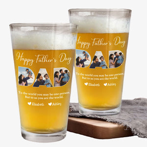 Father - To Me You Are The World - Personalized Beer Glass