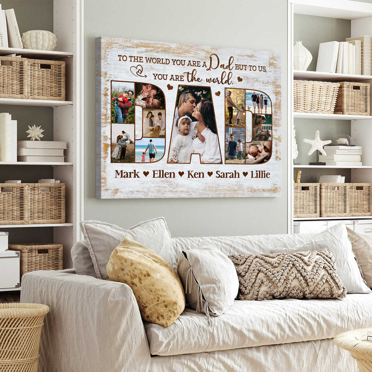 DAD Photo Collage Gift, Personalized Dad Canvas Print, Father’s Day Gift for Husband