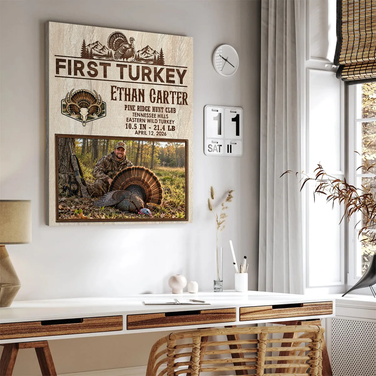 Personalized First Turkey Canvas, Custom Turkey Hunting Photo Gift, First Turkey Hunt Keepsake, Gift For First Time Turkey Hunters