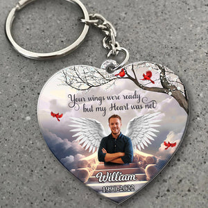 Personalized Memorial Wings, In Loving Memory In Heaven Keychain