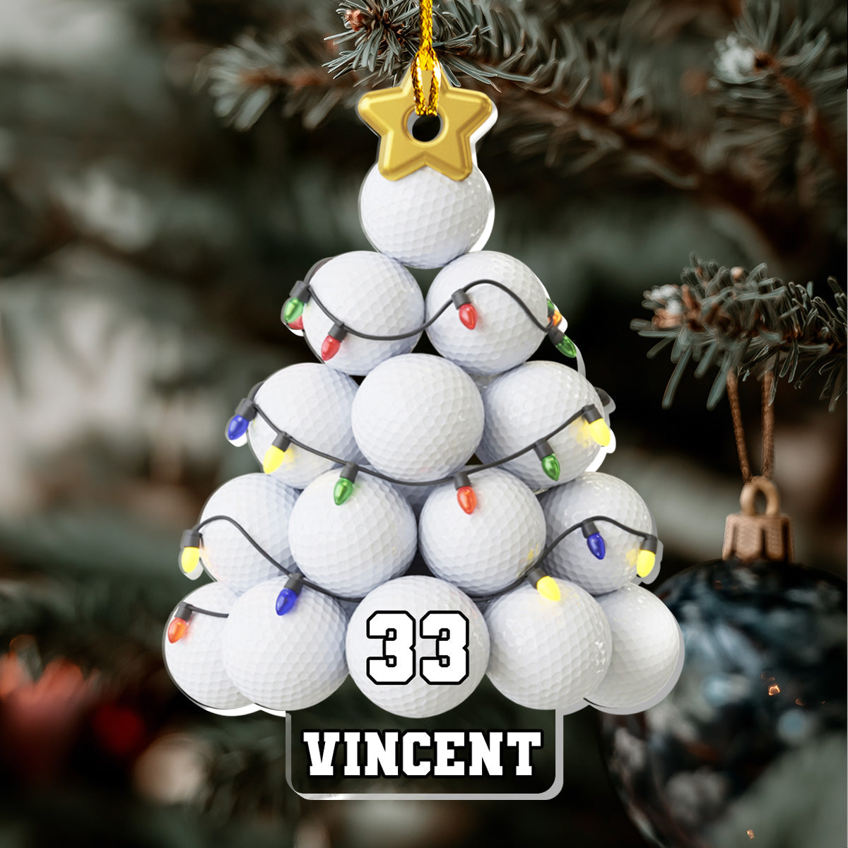 Golf Lovers - Personalized Golf Ball Tree Acrylic Ornament