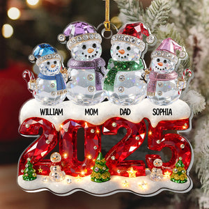Snowman Family Christmas - Personalized Acrylic Ornament