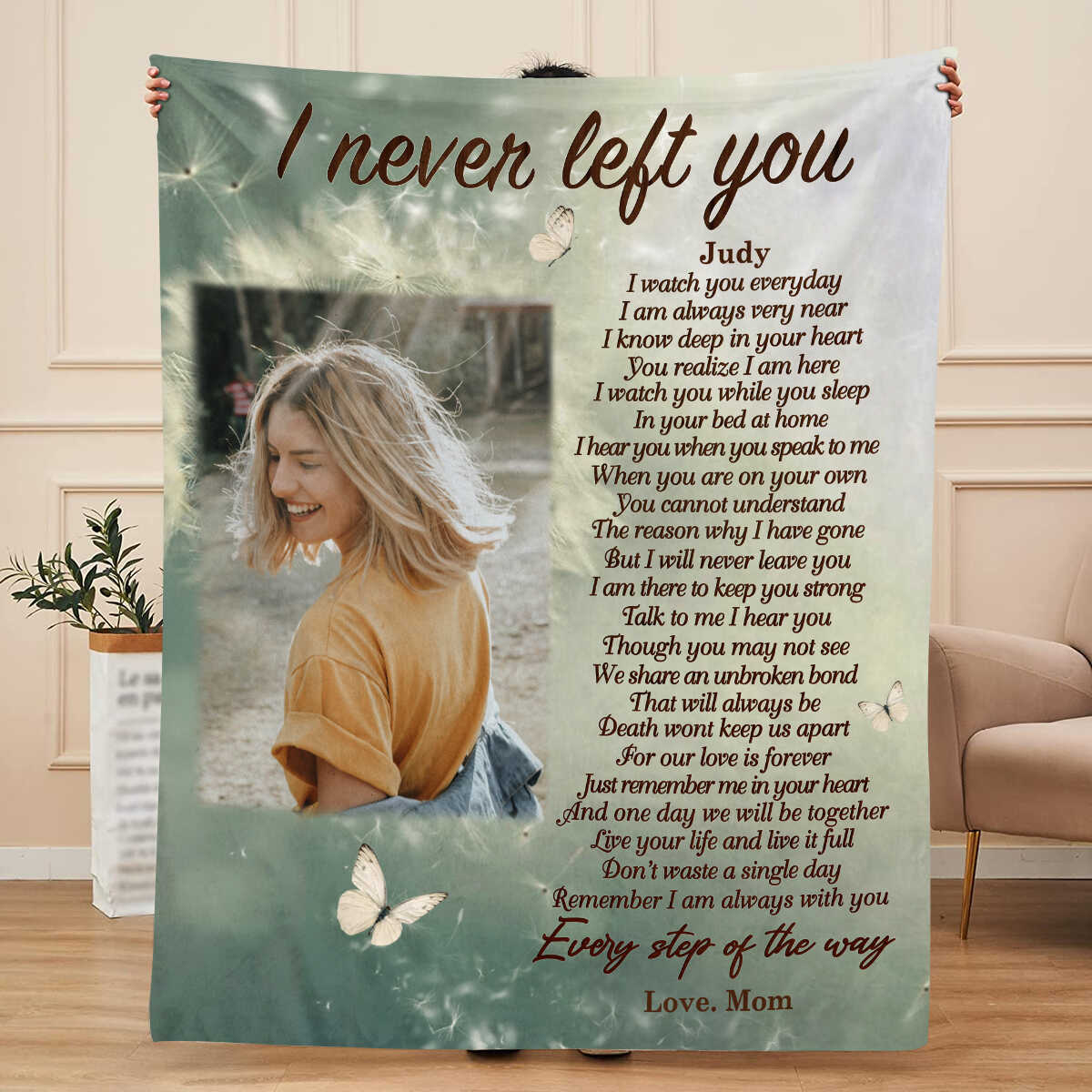 I Never Left You Blanket, Custom Photo Blanket, Memorial Blankets For Gift