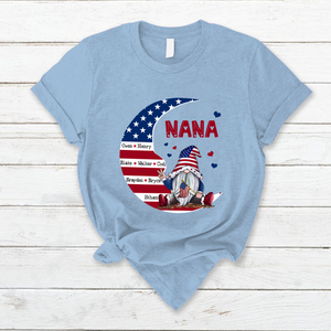 Personalized US 4th of July Grandma Kid Moon American Flag T-shirt