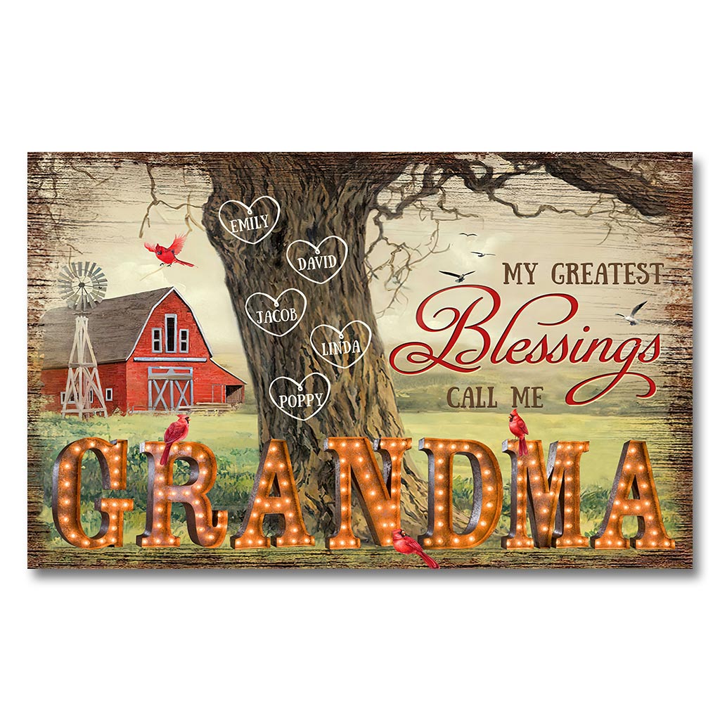 Grandma's Blessings - Personalized Poster Canvas Print