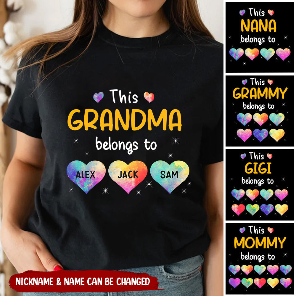 Personalized This Grandma Belongs To Heart Kids T-Shirt