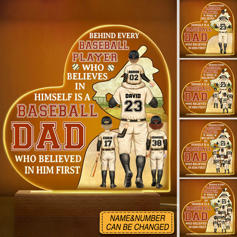 Every Baseball Softball Player Who Believes In - Birthday, Loving Gift For Sport Fan, Dad, Father - Personalized Custom 3D Led Light Wooden Base