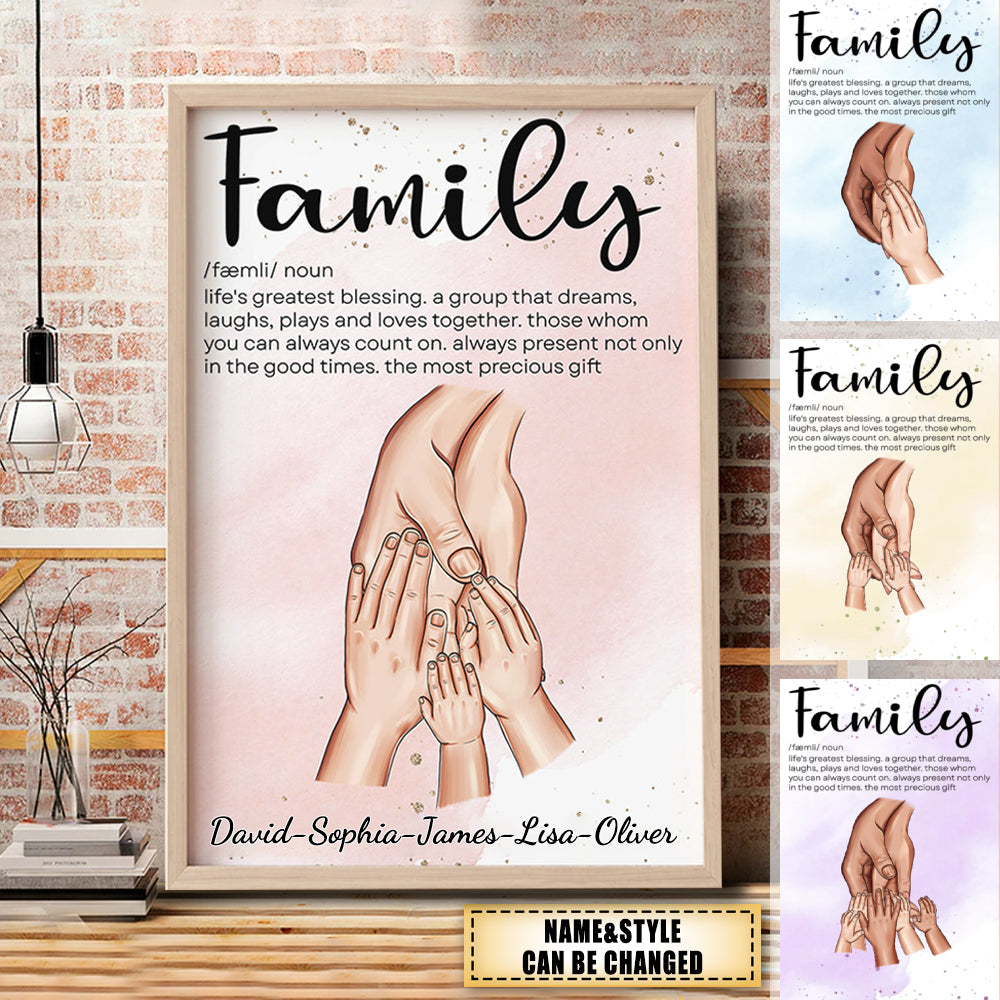 Family Hand In Hand, Family Personalized Canvas Poster