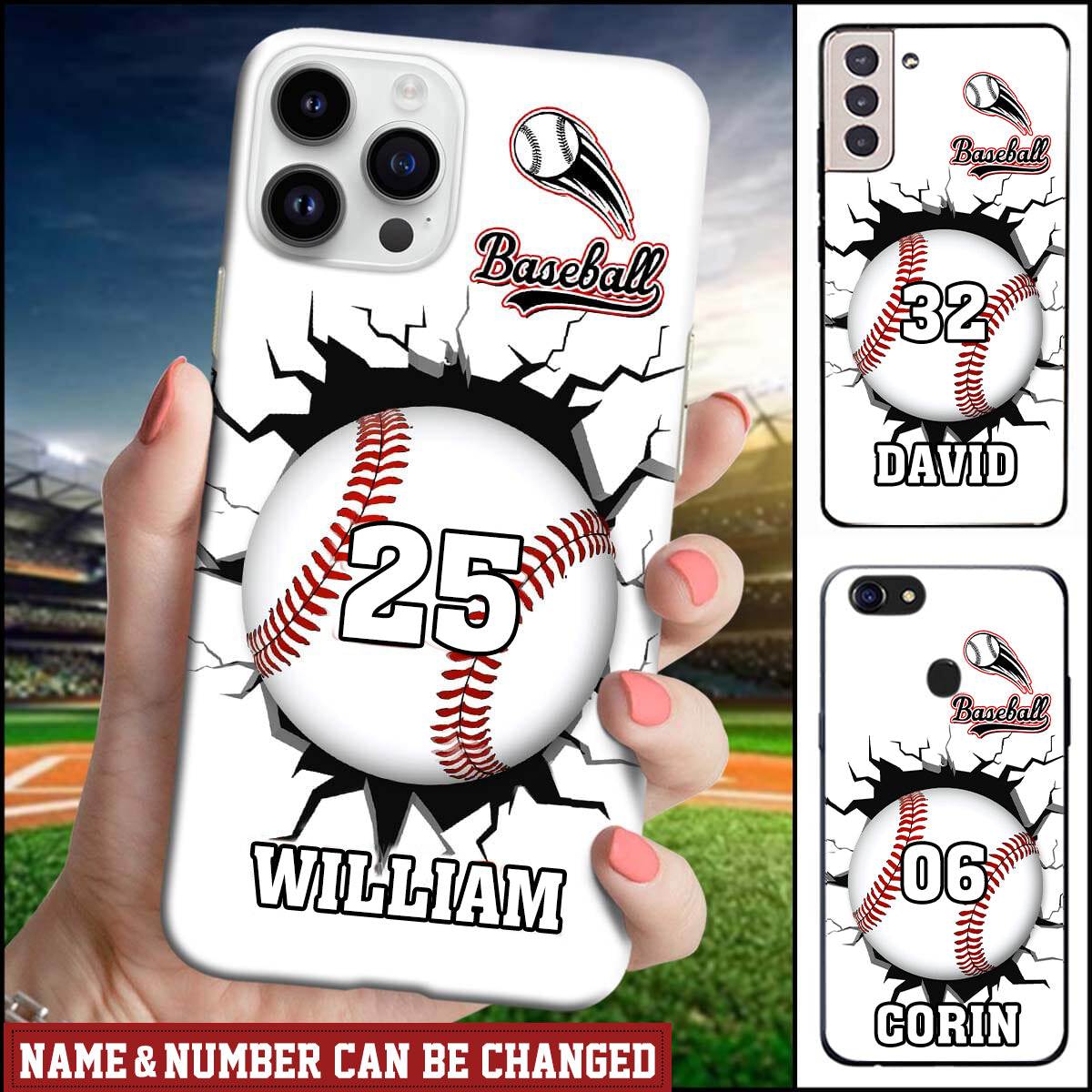 Crack Baseball, Love Baseball Personalized Phone Case