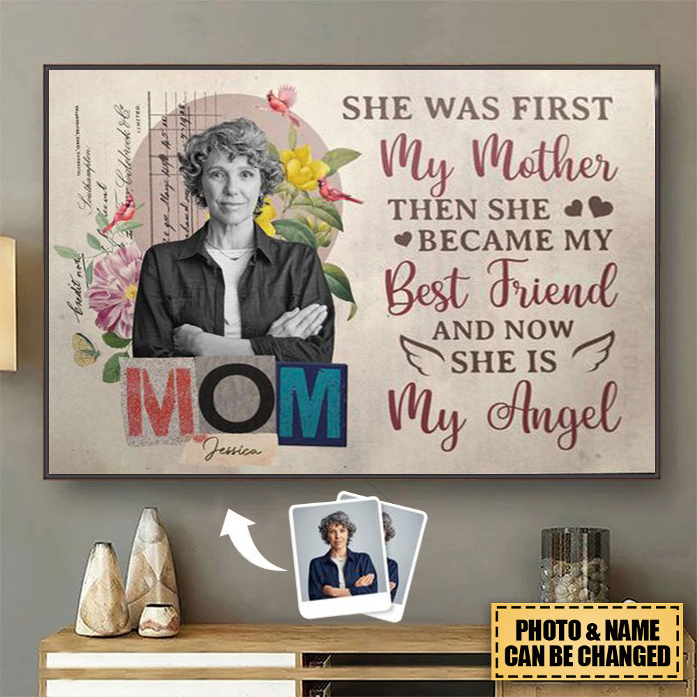[Photo Inserted] Now Mom Is My Angel - Personalized Poster