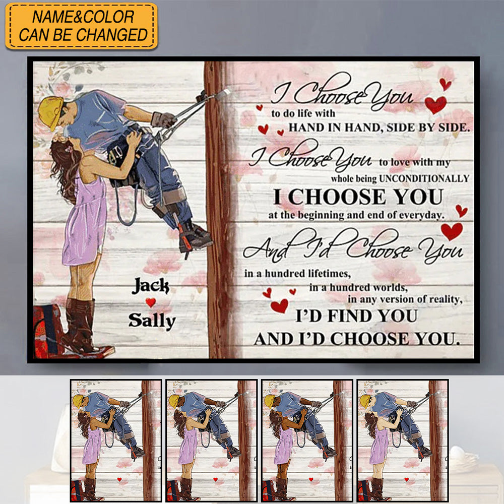 I Choose You Hand In Hand Personalized - Horizontal Poster