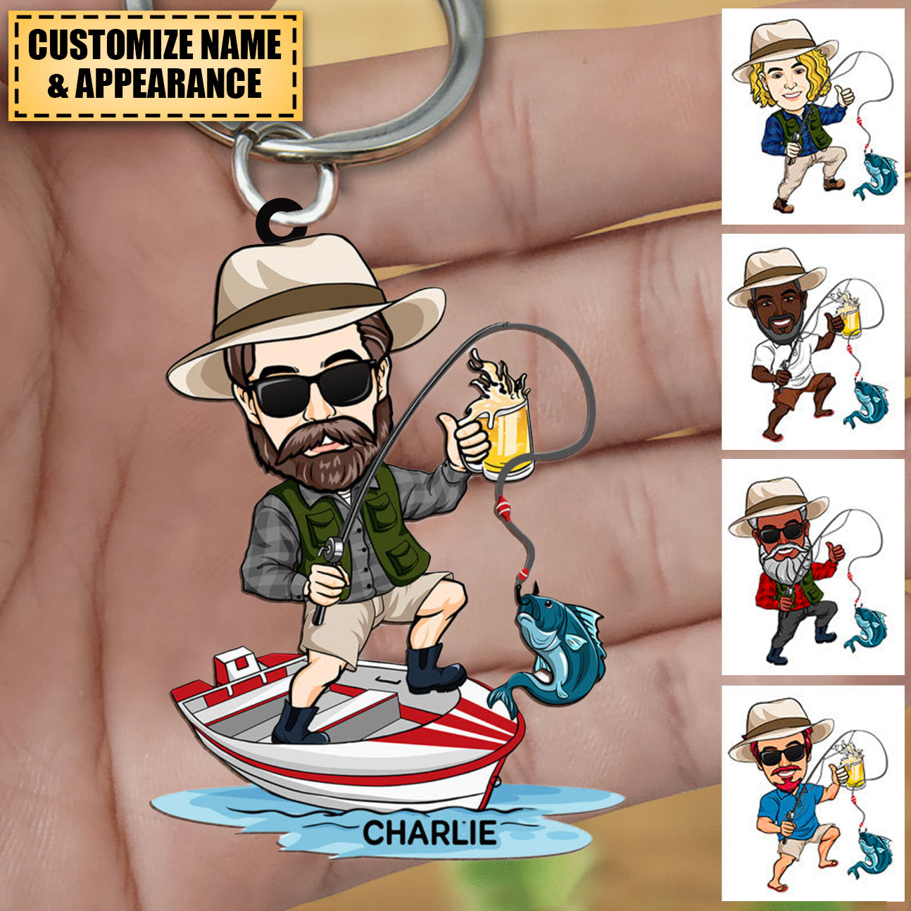Fisherman Gift For Fishing Lover Personalized Keychain