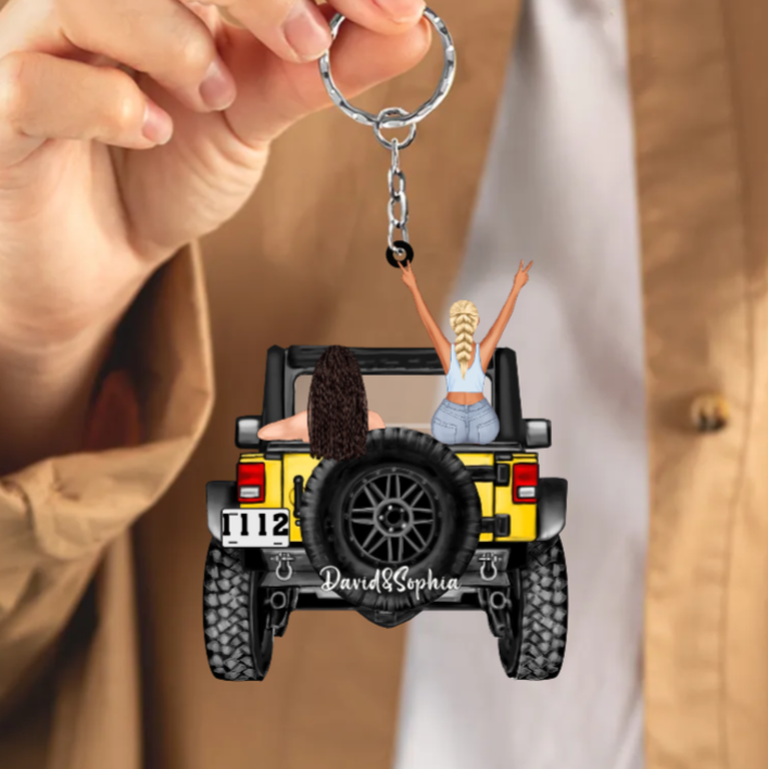 Personalized Travelling Couple Acrylic Keychain - Life Is One Sweet Ride With You By My Side