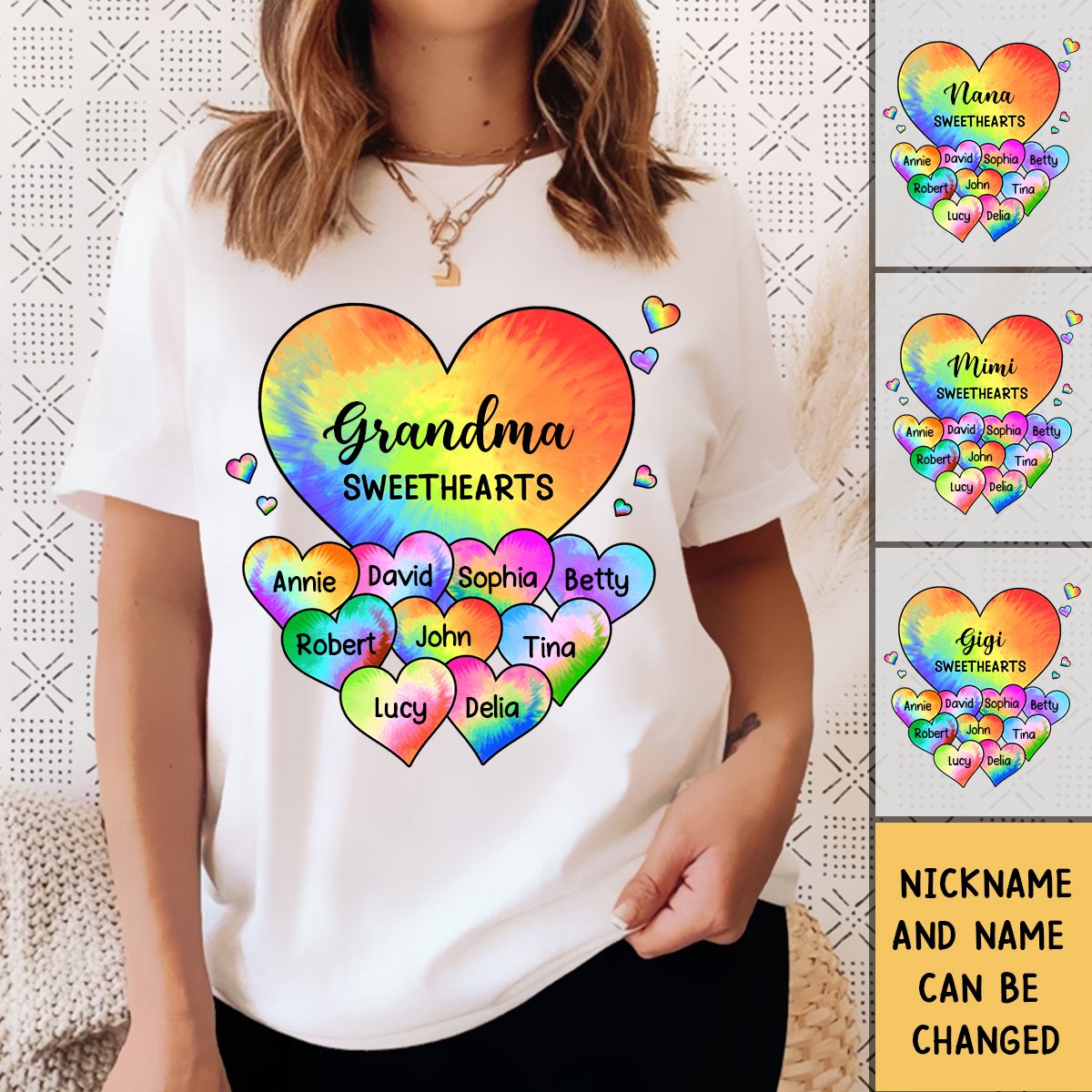Personalized Grandma's Sweet Hearts Grandkids Pure cotton T-shirt