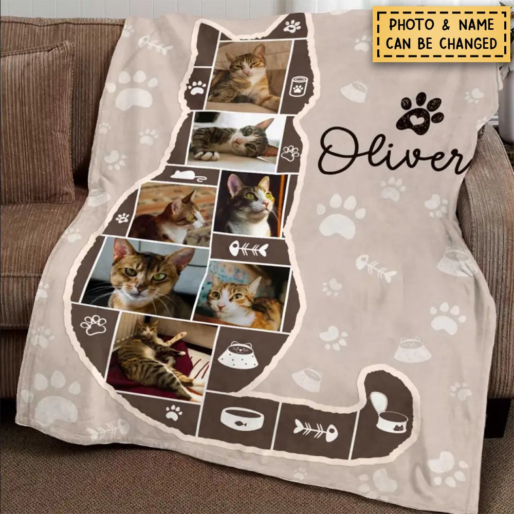 Personalized Cat Photo Collage Blanket, Best Gifts For Cat Owners, Cat Lover Gift