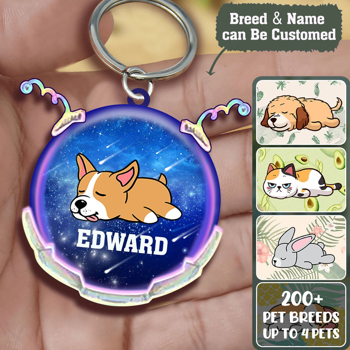 Personalized Lazy Pets Keychain-great Gift Idea For Animal Lover