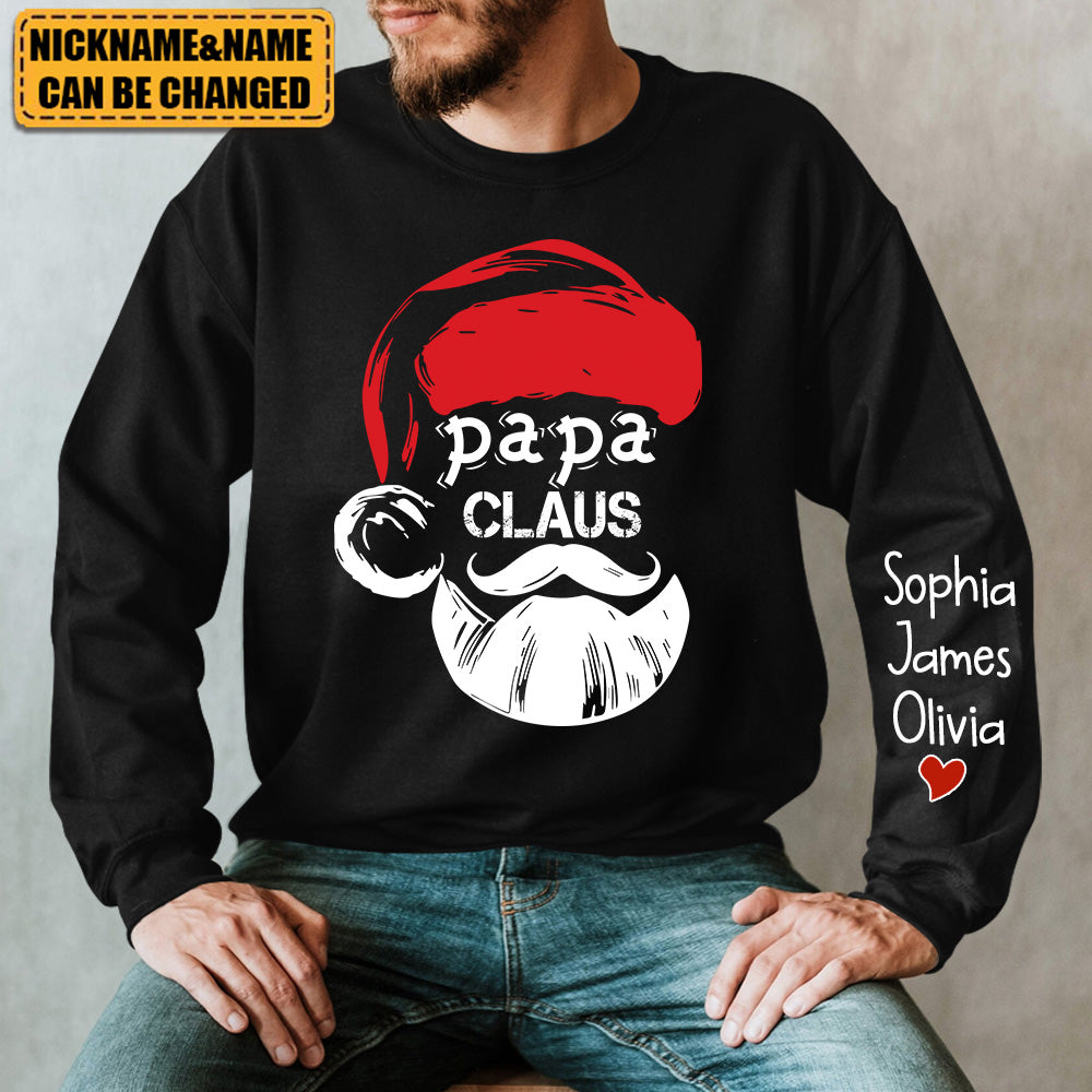 Personalized Merry Christmas Papa Claus, Dad Claus Gift Custom Name Kids Sweatshirt