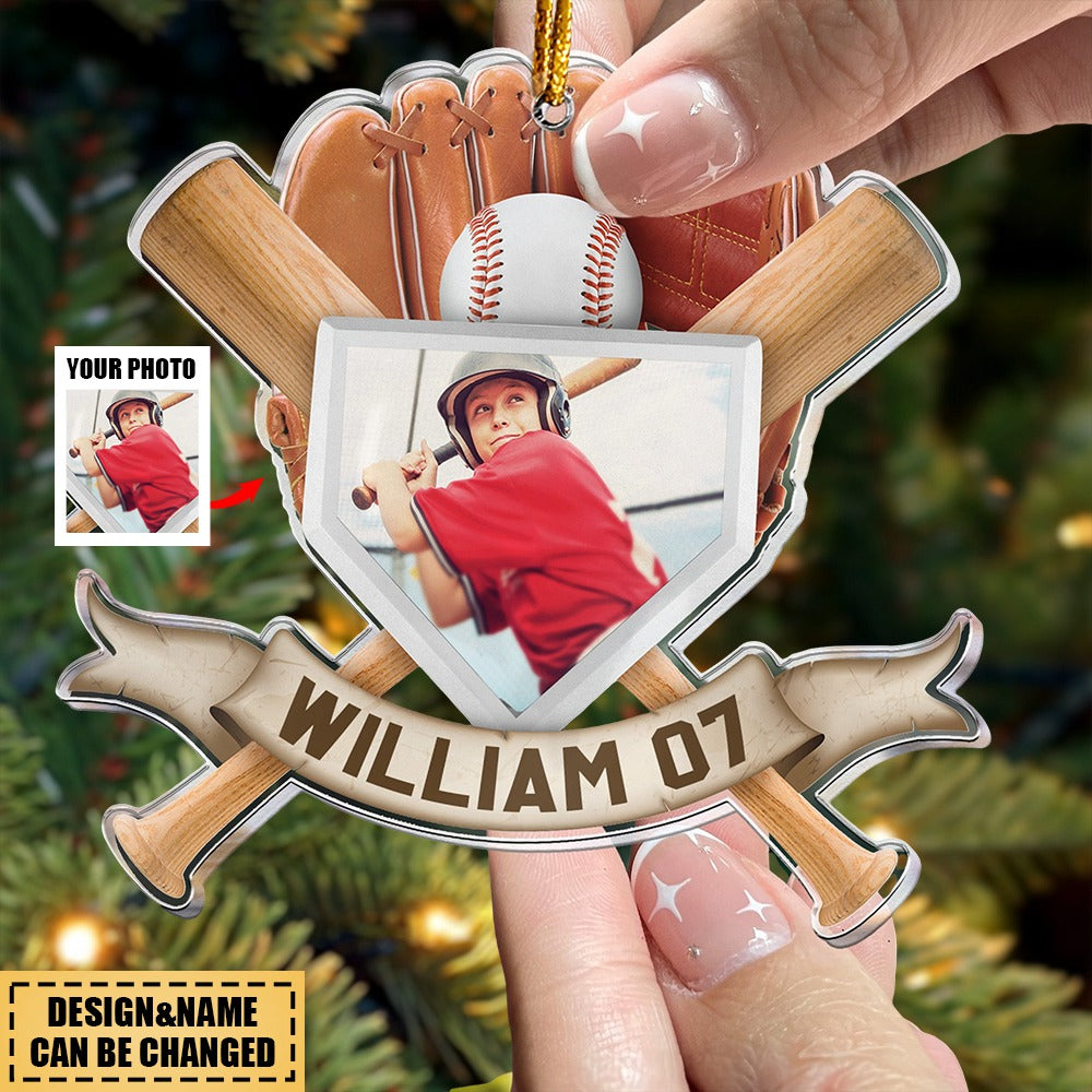 Personalized Christmas Gift For Baseball Son - Acrylic Photo Ornament ...