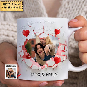 Personalized Upload Your Photo Couple Heart Shape  Mug