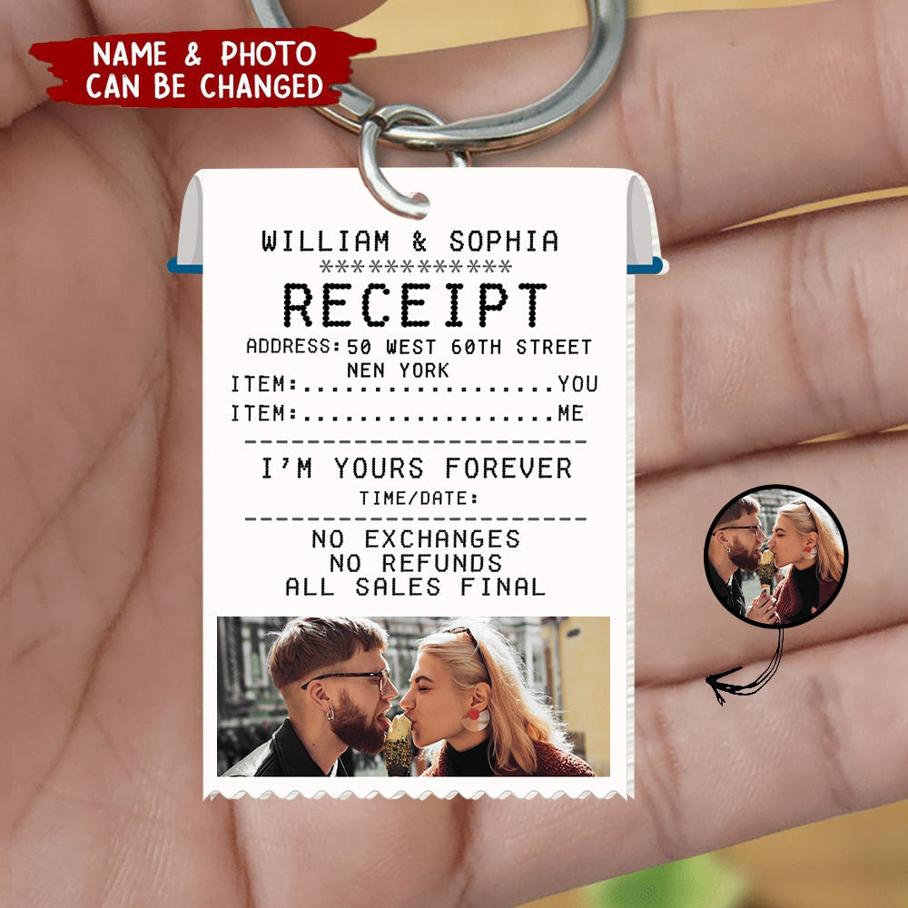 Funny Couple Custom Photo Receipt Personalized Acrylic Keychain