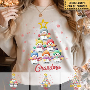 Personalized Snowman Kids Christmas Tree Sweatshirt