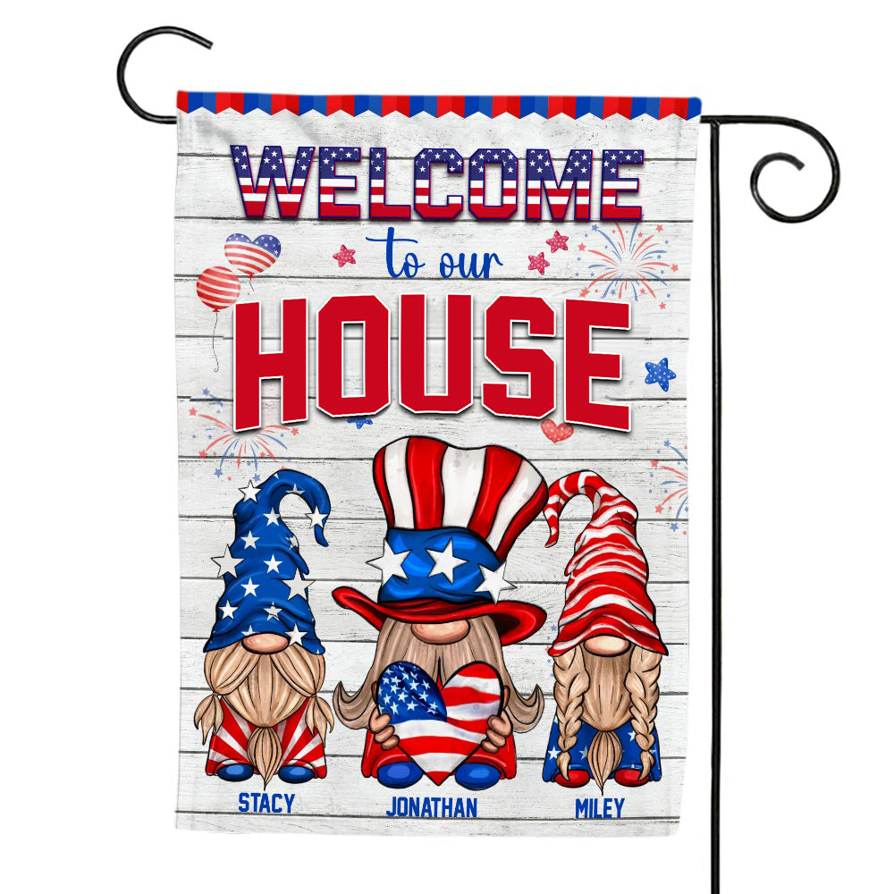 Personalized Independence Day Welcome To Our House Family Flag