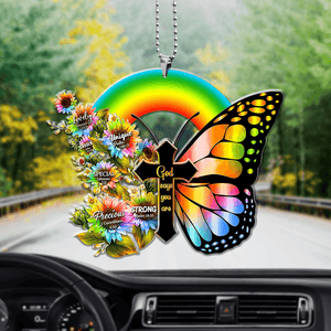 Personalized Rainbow Cross Butterfly God Says You Are Ornament