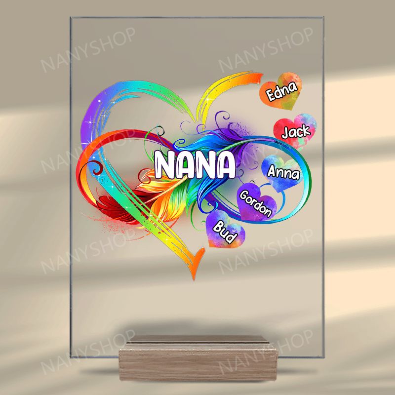 Personalized Grandma Mom Heart Rainbow Acrylic Plaque-Gift For Mom, Grandma
