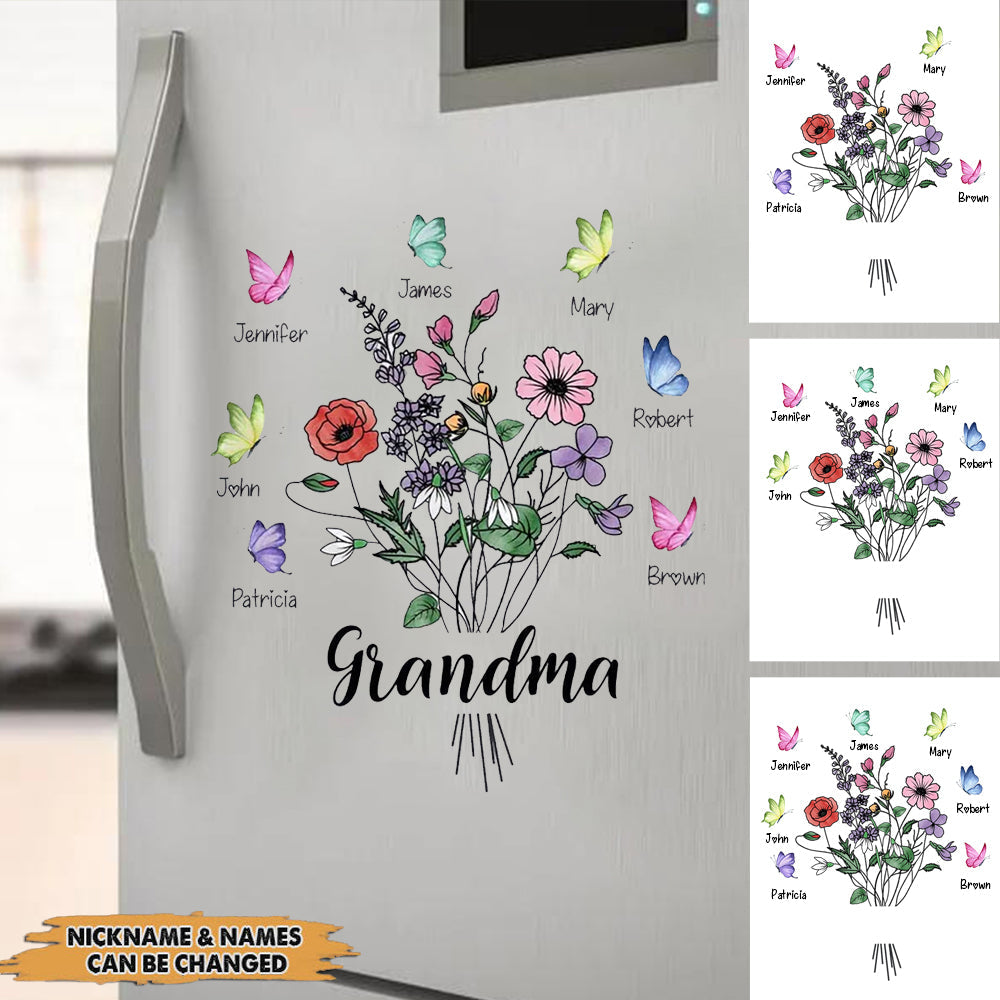 Personalized Grandma Butterfly Flower -Decal