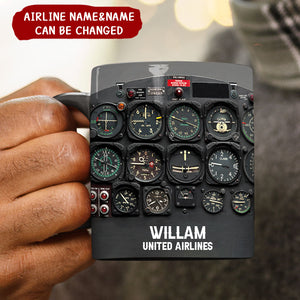 Personalized Aircraft Cockpit Mug, Gift For Airplane Lovers