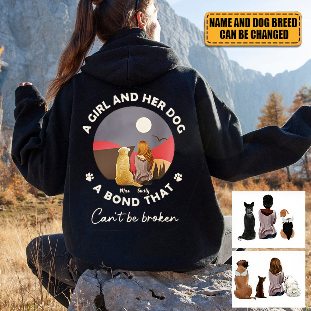 Hoodie - Dog Lover Gifts - A girl and her dog, a bond that can't be broken