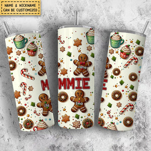 Christmas Biscuit Grandkids Personalized Tumbler Gift for Grandmas Moms Autnies