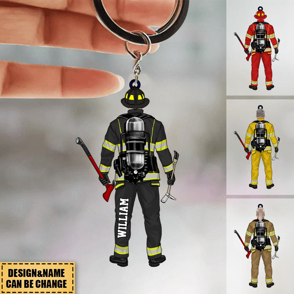 Firefighter Personalized Acrylic Keychain For Fireman - Custom Christmas Gift Firefighter