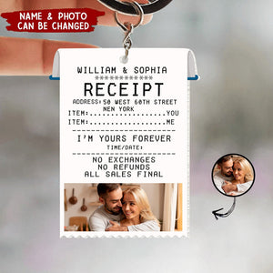 Funny Couple Custom Photo Receipt Personalized Acrylic Keychain