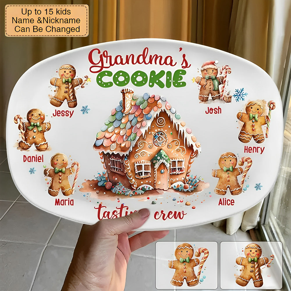 Grandma's Cookie Tasting Crew Personalized Custom Platter Christmas Gift For Grandma Mom Family Members
