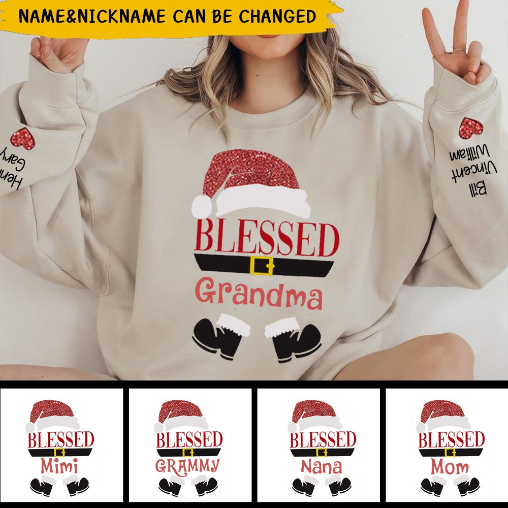 Personalized Glitter Custom Name Blessed Grandma Est And Kids Sweatshirt